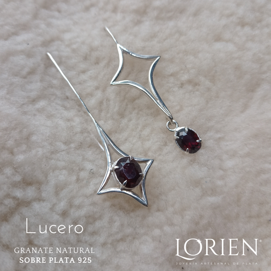 Aretes "Lucero" de plata 925 con granate