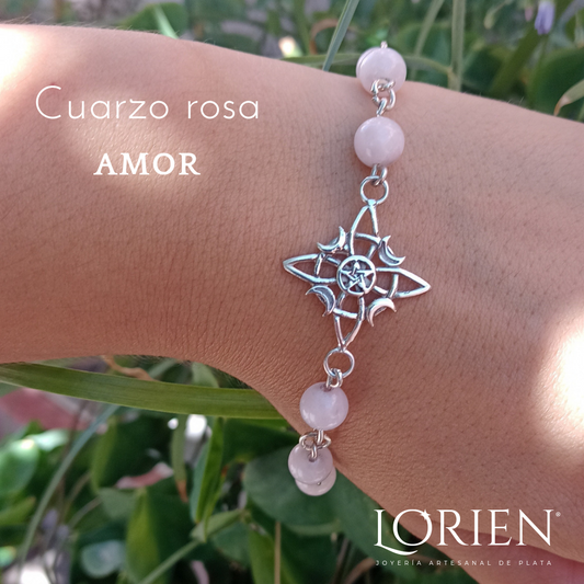 Pulsera de bolas "Sweet Embrace" con Nudo de bruja, en plata 925